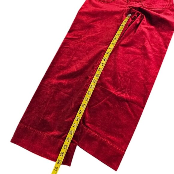 Anthropologie Maeve The Colette Crop Wide Leg Pant, Velvet, Red, Hi-Rise, Sz 25 - Picture 7 of 9